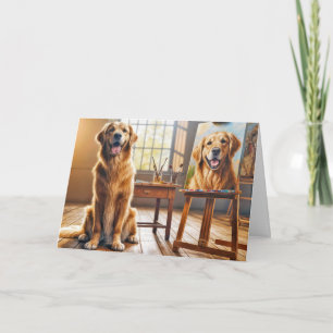 Verjaardag Golden Retrieve Canvas Kunstwerk Kaart