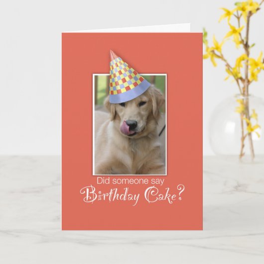 Verjaardag Golden Retriever Dog in Party Pet Kaart (Gele Bloem)