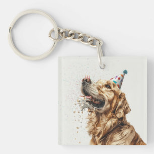 Verjaardag Golden Retriever Dog Sleutelhanger