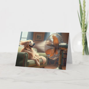 Verjaardag Golden Retriever met Retro Fan Kaart