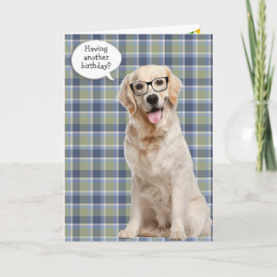 Verjaardag Golden Retriever op Plaid Kaart