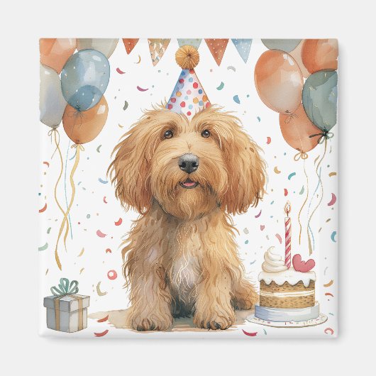 Verjaardag Goldendoodle Hond Magneet (Voorkant)