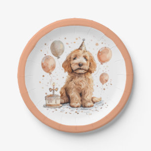 Verjaardag Goldendoodle Hond Verjaardagstaart Papieren Bordje