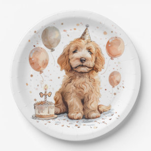 Verjaardag Goldendoodle Hond Verjaardagstaart Papieren Bordje