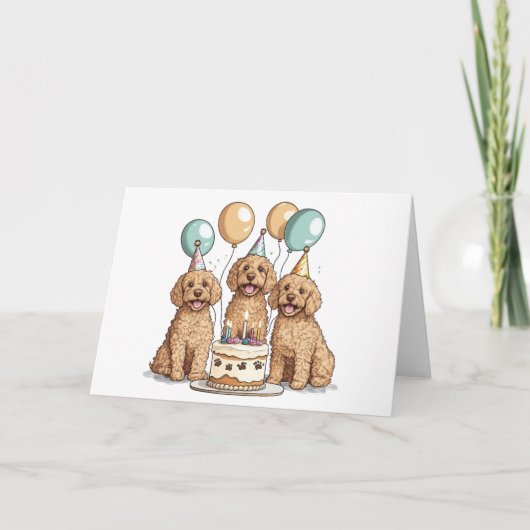 Verjaardag Goldendoodle Honden Kaart (Voorkant)