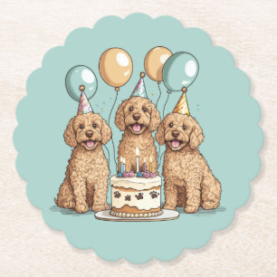 Verjaardag Goldendoodle Honden Kartonnen Onderzetters