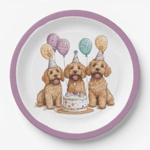 Verjaardag Goldendoodle Honden Verjaardagstaart Papieren Bordje