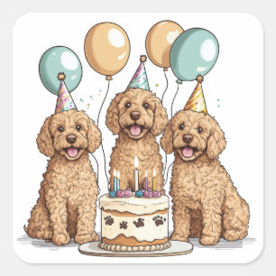 Verjaardag Goldendoodle Honden Vierkante Sticker
