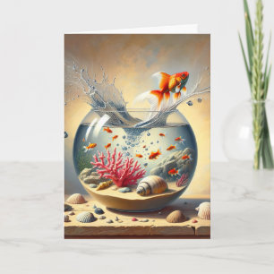 Verjaardag Goldfish springen uit Fishbowl Kaart