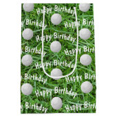 Verjaardag Golf Ballen op Grass Medium Gift Bag Medium Cadeauzakje (Achterkant)
