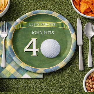 Verjaardag Golf / Golfen / Golfer Thema Papieren Bordje