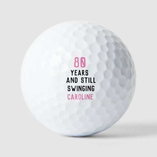 Verjaardag Golfer Funny 80th happy Pink Par Golfballen (Voorkant)