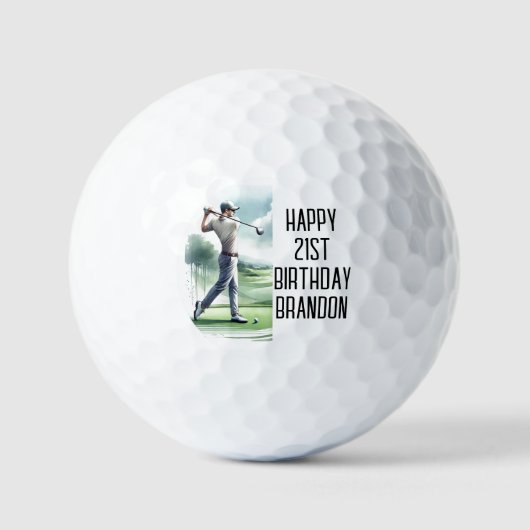 Verjaardag Golfer Grappig 21ste Happy Dad Golf Bal (Voorkant)