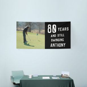 Verjaardag Golfer Grappig 80e gelukkig Papa Par Fo Spandoek