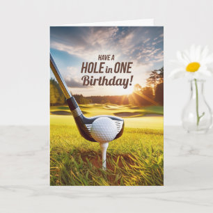 Verjaardag Golfer Thema Ochtend Golfbaan met Woord Kaart