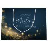 Verjaardag goud middernacht blauw mousserende goud groot cadeauzakje (Voorkant)