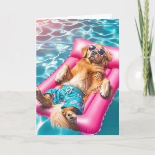 Verjaardag Goud Retriever Ligt op Opblaasbaar Matr Kaart