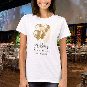 Verjaardag gouden ballonnen t-shirt