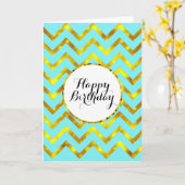 Verjaardag gouden chevron patroon | Blanco Kaart (Gele Bloem)