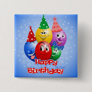 Verjaardag Grappige Ballonnen, Vierkante Button 5,1 Cm