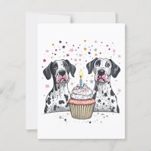 Verjaardag Great Dane Honden Cupcake Briefkaart