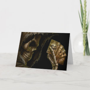 Verjaardag Grim Reaper speelt Kaarten met winnende