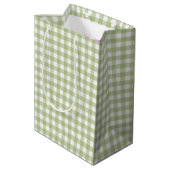 Verjaardag Groen en Wit Gingham Medium Cadeauzakje (Achterkant Gekanteld)