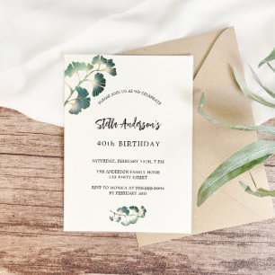 Verjaardag groen wit script elegante luxe kaart