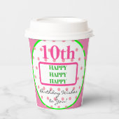 Verjaardag Groene Roze Polka Dots Papieren Bekers (Voorkant)