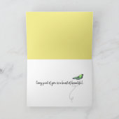 Verjaardag groene rups staren naar een vlinder kaart (Binnen)