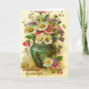 Verjaardag Groetjes Bloemen 1915 Kaart