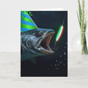 Verjaardag Grote Vis met Neon Lokker Kaart