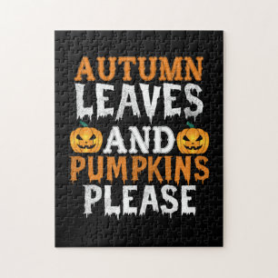 Verjaardag Halloween Herfstbladeren En Pompoenen Legpuzzel
