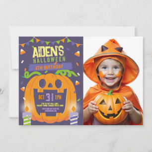 Verjaardag Halloween Kinder Partij Pompoen Foto Kaart