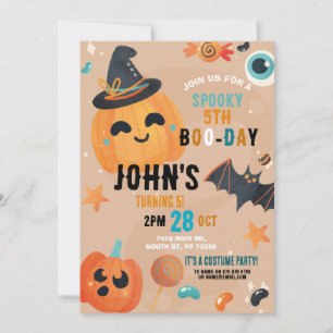 Verjaardag Halloween Pumpkin Blue Party Kinder Kaart