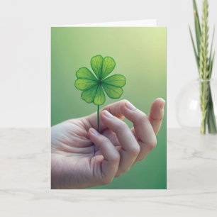 Verjaardag Hand Held Four-Leaf Clover Kaart