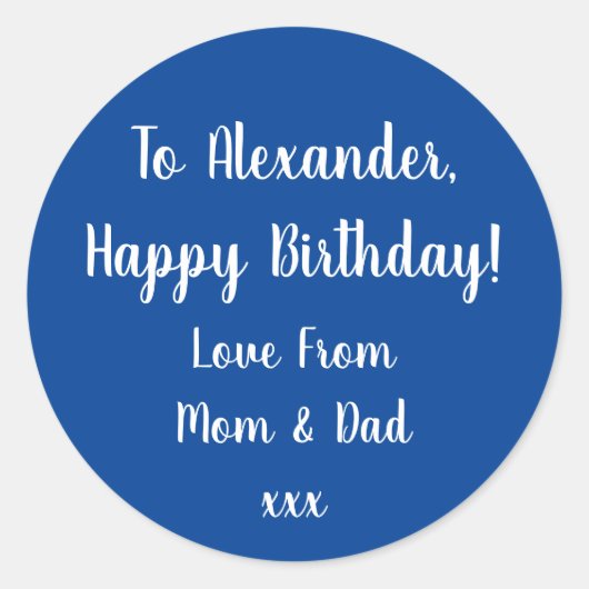 Verjaardag Happy Birthday Blue cadeau label (Voorkant)