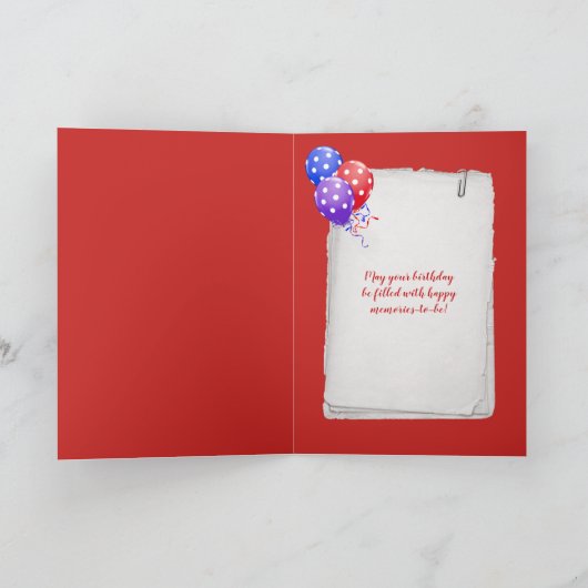 Verjaardag hartballon in wolken kaart (Binnen)