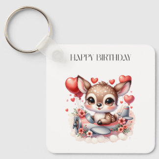 Verjaardag hertenpiloot sleutelhanger