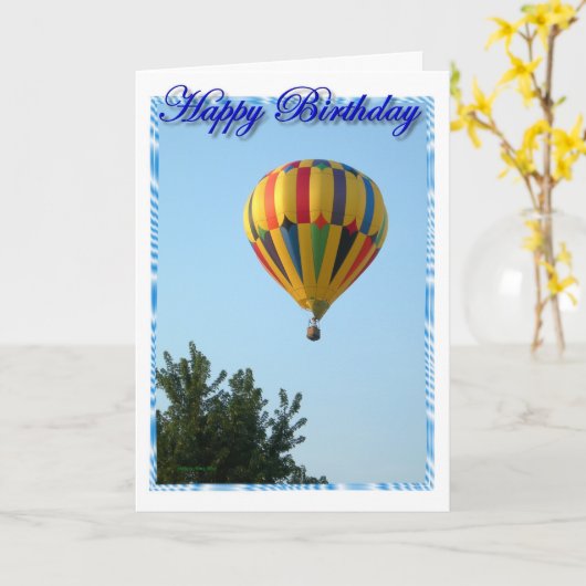 Verjaardag Hete Luchtballon Kaart (Gele Bloem)