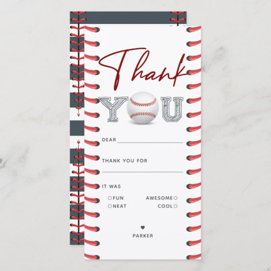 Verjaardag Honkbal Bedankkaart (Voorkant / Achterkant)