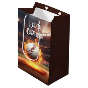 Verjaardag honkbal in brand medium cadeauzakje