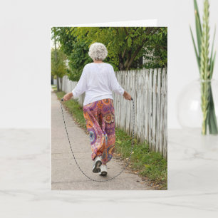 Verjaardag Humor Oude Dame Springt Touw Kaart