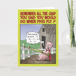 Verjaardag Humor, wanneer varkens vliegen Kaart
