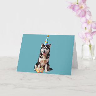 Verjaardag Husky Dog Kaart