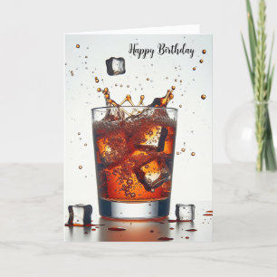 Verjaardag Ice Cube Splash In Whiskey Kaart