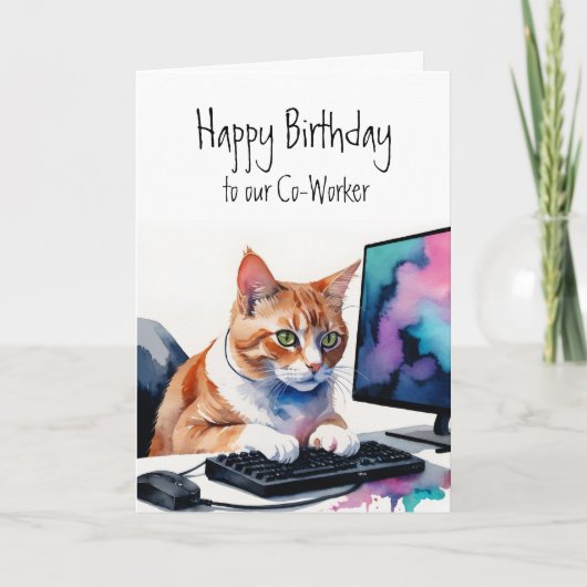 Verjaardag iedereen van ons groep, Cat Co-Worker C Kaart (Voorkant)