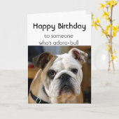 Verjaardag Iemand Schattig Schattigee Bulldog Humo Kaart (Gele Bloem)