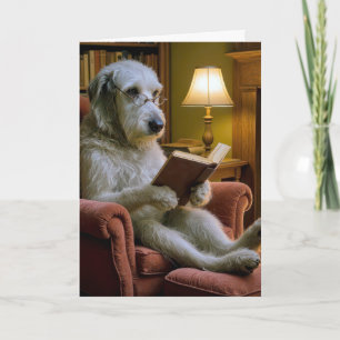 Verjaardag Ierse Wolfshond Hond Leest een Boek Kaart