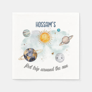 Verjaardag in de ruimte Galaxy Sun Moon Stars Plan Servet